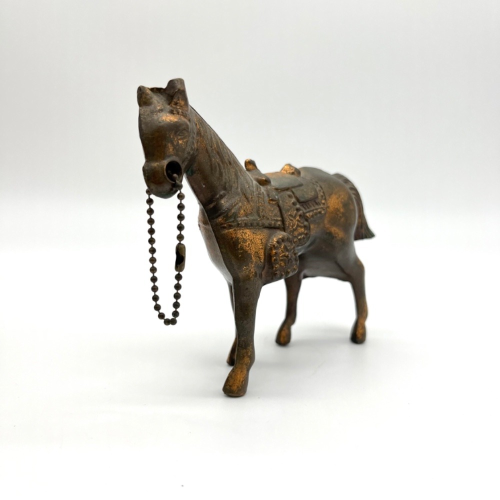 Vintage Horse Figurine Statue Bronze Finish Western Decor Fan Pull Chain